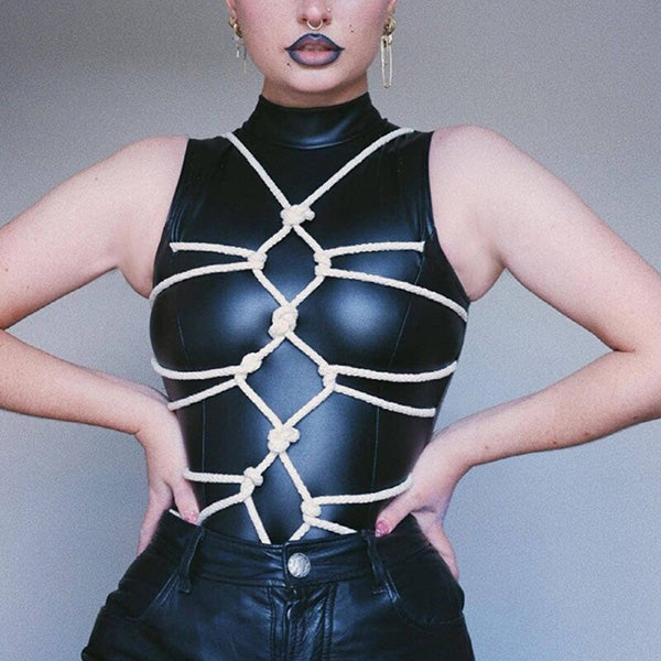 Shibari PU Leather Bodysuit