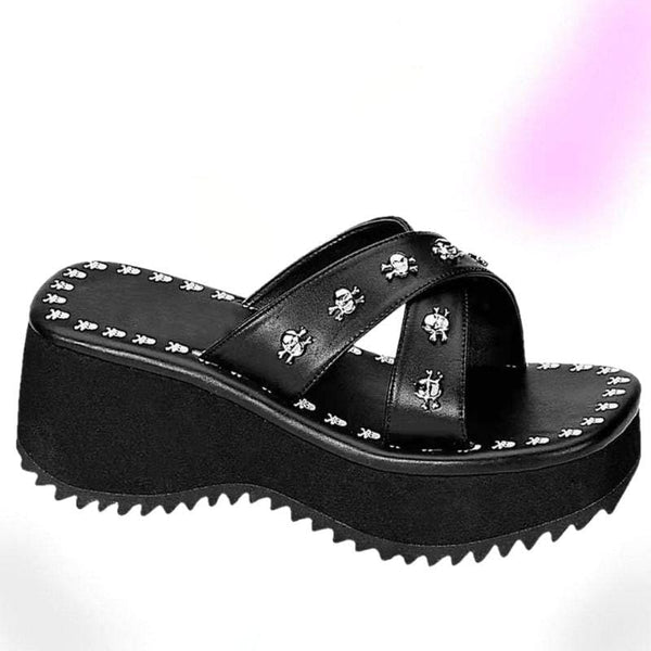 Grim Gothic Black Sandals