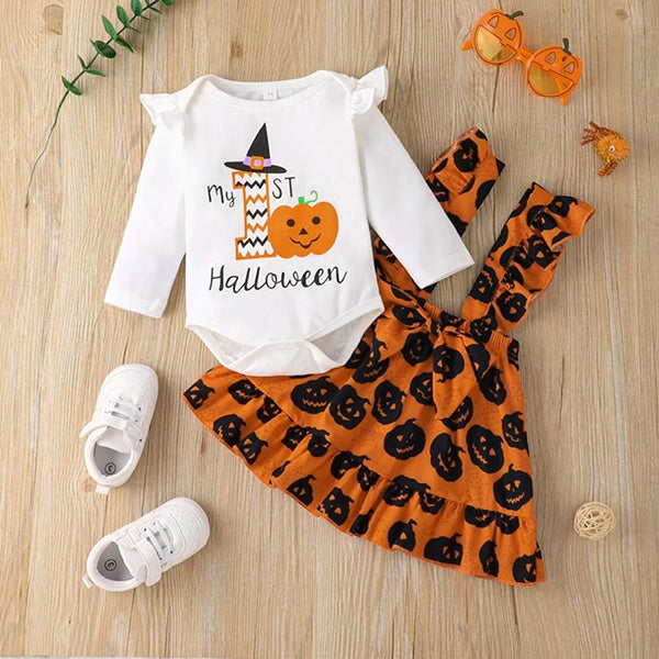 First Halloween Baby Jumper Dress Set