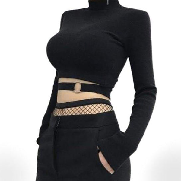 Gothic Sexy Long Sleeves Crop Top