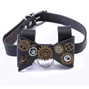 Geared Bowtie Choker Necklace