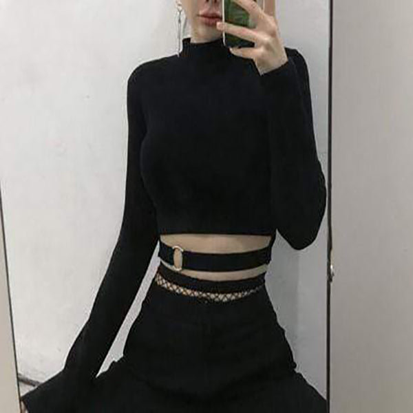 Gothic Sexy Long Sleeves Crop Top