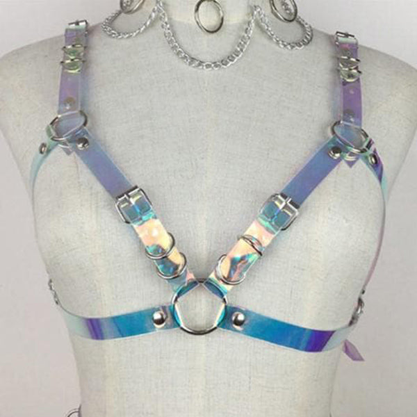 Holographic Choker Belt Harness