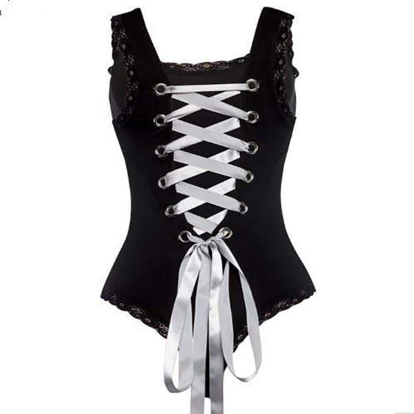 Gothic Lace Up Back Bodysuit