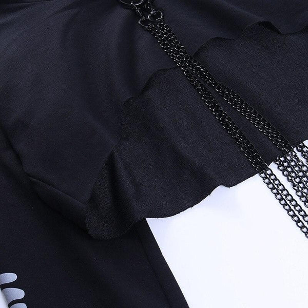 Reflective Cropped Chained Hoodie