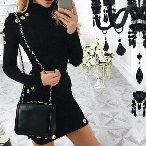 Gothic High-Necked Long Sleeve Dress