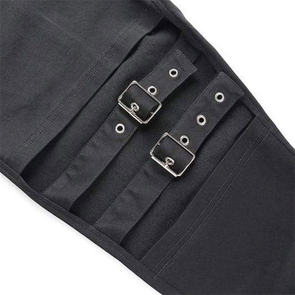 Hollow Out Buckle Strap Pants