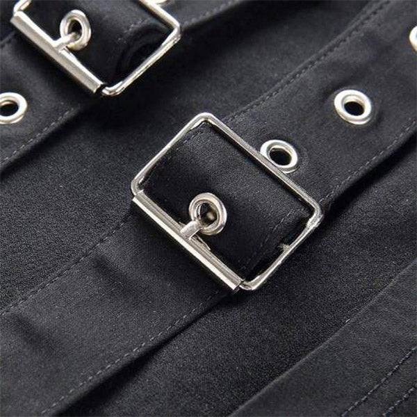 Hollow Out Buckle Strap Pants