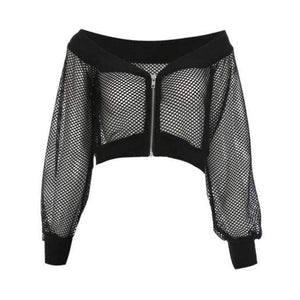 Gothic Mesh Off Shoulder Crop Top