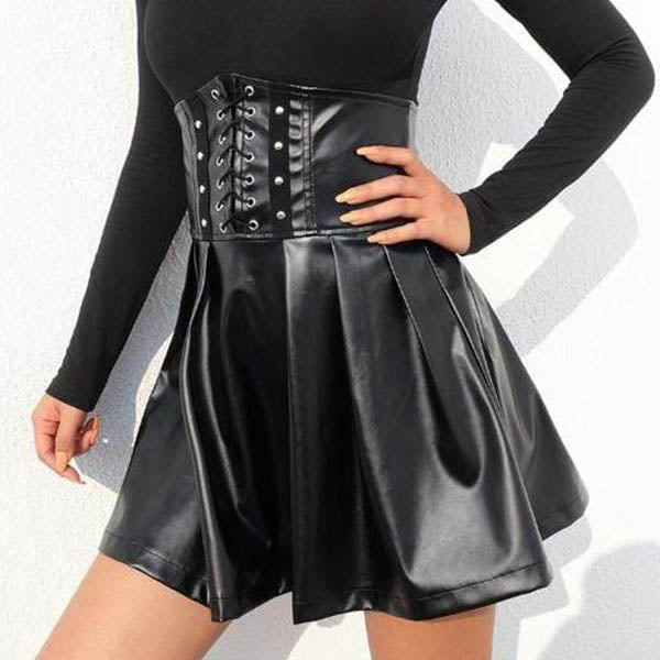 Gothic Leather Bondage High Waist