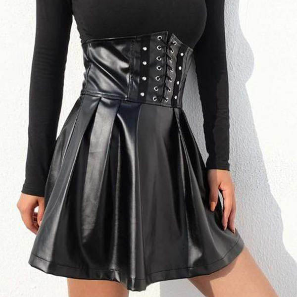 Gothic Leather Bondage High Waist