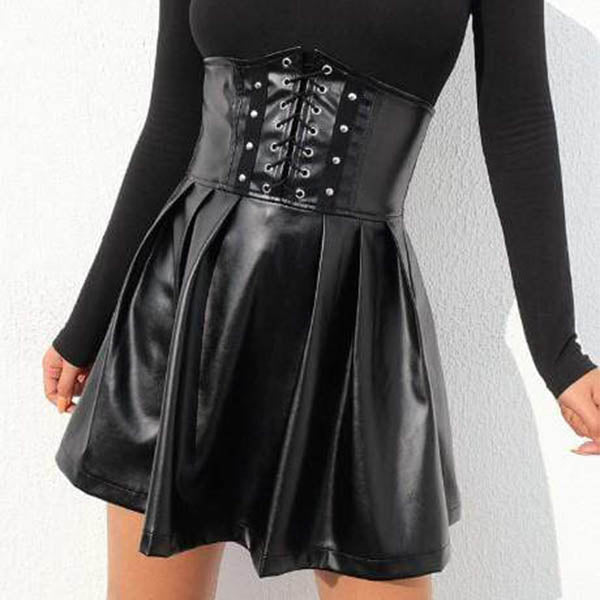 Gothic Leather Bondage High Waist