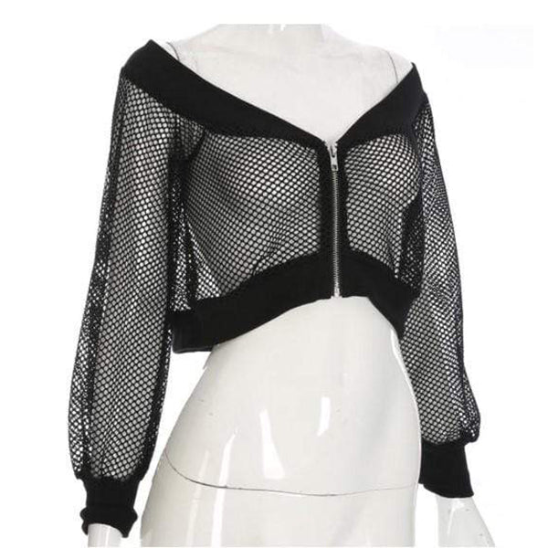 Gothic Mesh Off Shoulder Crop Top