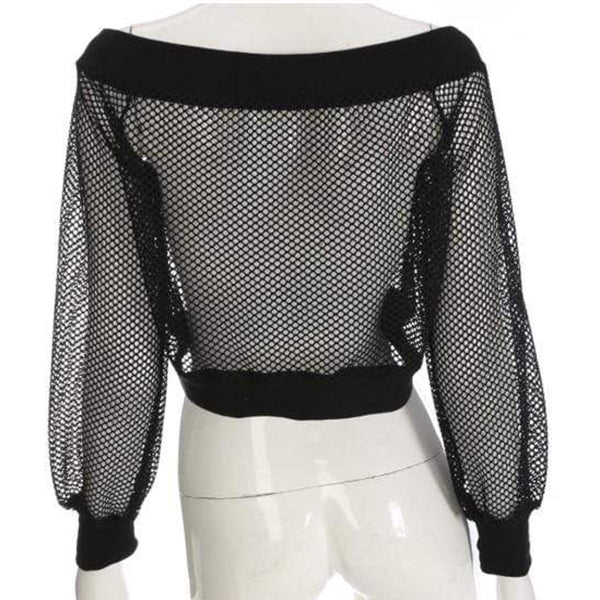 Gothic Mesh Off Shoulder Crop Top