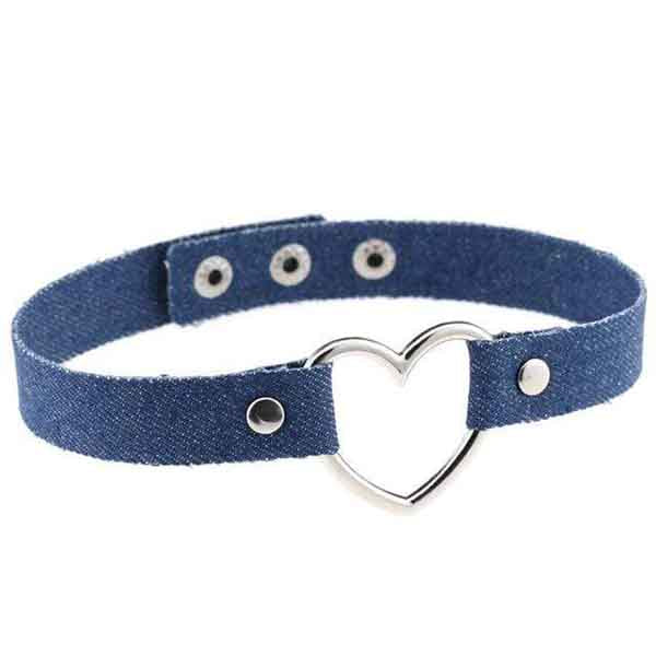 Denim Heart Choker