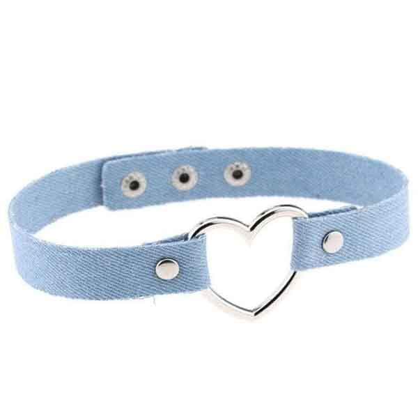 Denim Heart Choker